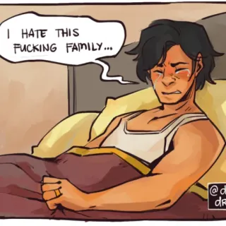 ♟ I HATE THIS FUCKING FAMILY... famille, haine, contrarié, dessin animé, détresse whatsapp sticker