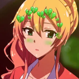 💈 anime, girl, cute, broken hearts, blond hair, cartoon telegram sticker