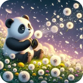 🧸 Panda, Dientes de león, Lindo, Naturaleza, Animales, Caprichoso whatsapp sticker
