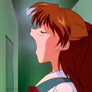 ✔️ Asuka Langley Soryu Neon Genesis Evangelion Anime, Bostezando, Cansado, Dibujos animados, Manga, Animación, Japón telegram sticker