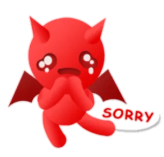 😭 SORRY 사과, 빨간 악마, 미안, 캐릭터, 만화, 악마 telegram sticker