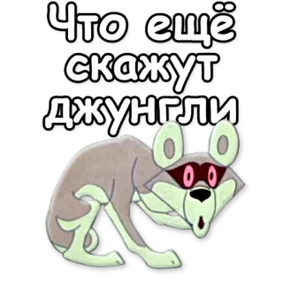 ❔ Что ещё скажут джунгли mapache, animal, dibujos animados, ruso, texto, cita telegram sticker