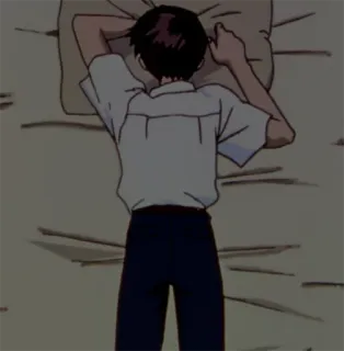 😔 Animé, Lit, Allongé, Adolescent, Garçon telegram sticker