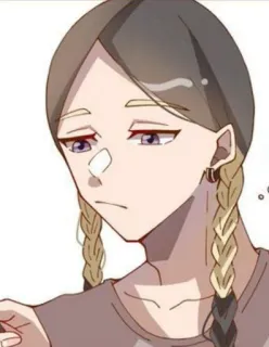 😒 Anime, Dessin animé, Tresses, Femme, Portrait telegram sticker