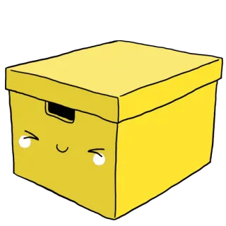 😘 caja, dibujos animados, amarillo, contenedor, lindo, kawaii, ilustración telegram sticker