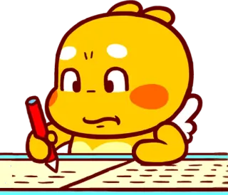 ✍ การ์ตูน, เขียน, ตัวการ์ตูนสีเหลือง, กระดาษ, ดินสอ telegram sticker