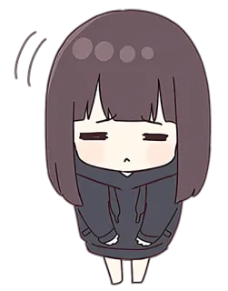 😞 chibi, anime, sad, girl, hoodie telegram sticker
