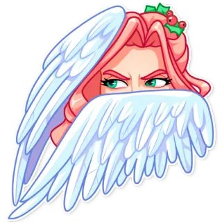 👀 angel, christmas, wings, cartoon, sticker, holiday telegram sticker