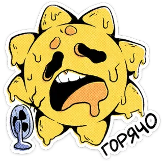 ⭐ ГОРЯЧО mặt trời, nóng, quạt, đổ mồ hôi, nóng bức, mùa hè, phim hoạt hình telegram sticker