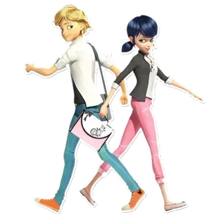 ❤️ Adrien Agreste, Marinette Dupain-Cheng Miraculous: Tales of Ladybug & Cat Noir Miraculous Ladybug, Adrien, Marinette, desenho animado, animado, personagens telegram sticker