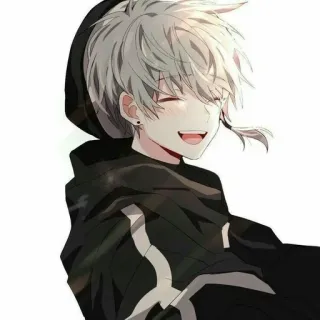 🐚 Anime, Manga, Ragazzo, Carino, Sorriso, Felpa con cappuccio, Personaggio telegram sticker