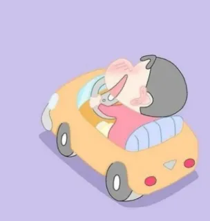 🚗 การ์ตูน, รถ, เด็ก, ขับรถ telegram sticker