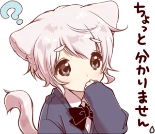 ❓ ちょっと分かりません Catboy, Anime, Frage, Verwirrt, Japanisch, Kawaii, Sticker telegram sticker