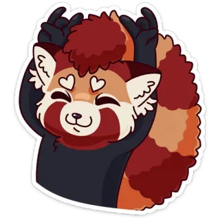 🤘 레서 판다, 동물, 귀여운, 하트 눈, 카와이, 스티커, 만화 telegram sticker