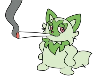 🚬 Sprigatito Pokemon sprigatito, pokemon, kucing, ganja, narkoba, rumput, merokok telegram sticker