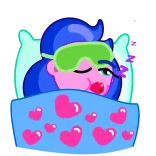 😴 durmiendo, corazón, cama, dibujos animados, antifaz, lindo, dulces sueños telegram sticker