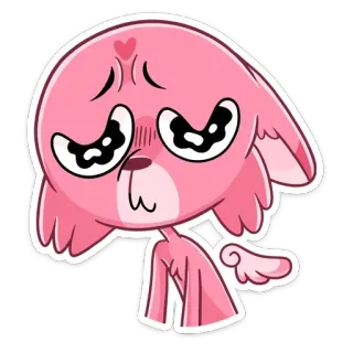 ☹️ 귀여운, 분홍색, 슬픈, 동물, 만화 telegram sticker