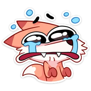 😭 crying, fox, sad, tears, emotions, animal whatsapp sticker