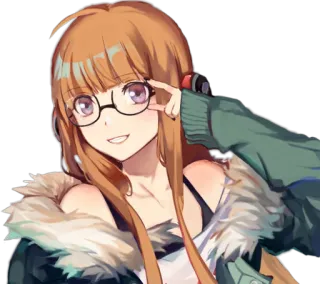 🤓 Futaba Sakura Persona 5 Anime, Persona 5, Futaba Sakura, Brille, lächelnd telegram sticker