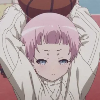 🔮 Anime, Fille, Basketball, Cheveux Roses, Mignon, Sport, Ballon, Kawaii telegram sticker