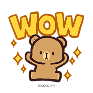 😳 WOW ours, mignon, wow, étonné, surpris whatsapp sticker