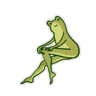 😏 frog, anthropomorphic, legs, sitting, cartoon, green, animal telegram sticker