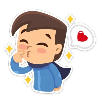 💖 Cartoon, Junge, Kuss, Liebe, Herz, Süß, Funkeln whatsapp sticker