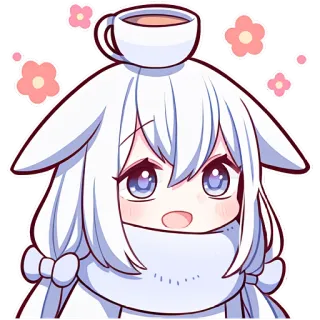 ☕ 애니메이션, 귀여운, 치비, 카와이, 만화, 차, 꽃 whatsapp sticker