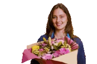 💐 mujer, flores, ramo, sonrisa, regalo, regalo telegram sticker