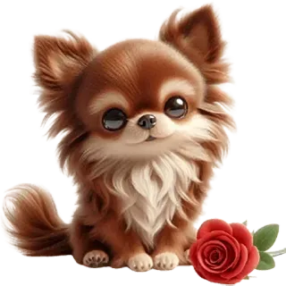 🌹 หมา, ชิวาวา, น่ารัก, สัตว์, กุหลาบ, ดอกไม้ telegram sticker