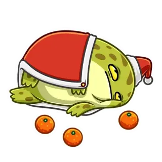 🍊 рождество, ящерица, мандарин, апельсин, новый год whatsapp sticker