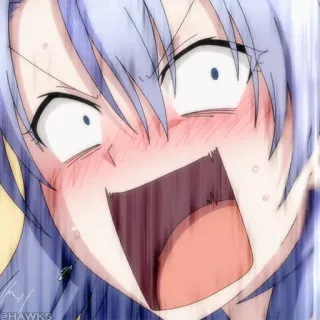 🧪 动漫, 震惊, 尖叫, 害怕, 蓝头发, 卡通, 夸张表情 telegram sticker