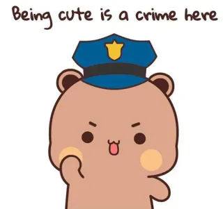 ❤️ Being cute is a crime here ours, mignon, crime, police, dessin animé, officier telegram sticker