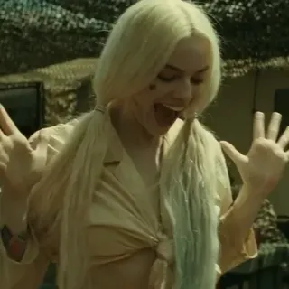 😂 Harley Quinn Suicide Squad 哈莉·奎茵, DC漫画, 反派, 反英雄, 玛格特·罗比, 金发, 双马尾, 电影 telegram sticker