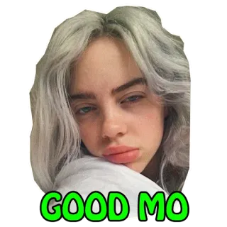 🥱 GOOD MO Billie Eilish, นักร้องเพลงป๊อป, คนดัง, ภาพเหมือน, นักร้อง, นักดนตรี telegram sticker