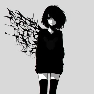 🌨 Mädchen, Anime, Gothic, Flügel, Dunkel whatsapp sticker