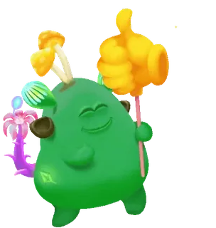 👍 mostro verde, pollice in su, cartone animato, carino, gioco, personaggio telegram sticker