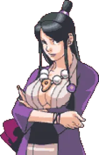 😕 Maya Fey Ace Attorney maya fey, ace attorney, video game character, lawyer, pixel art telegram sticker