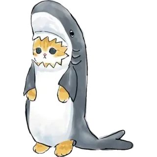 😒 кот, акула, милый, животное, костюм telegram sticker
