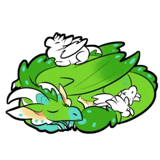 💤 龙, 睡觉, 可爱, 卡通, 绿色, 幻想, 动物 telegram sticker