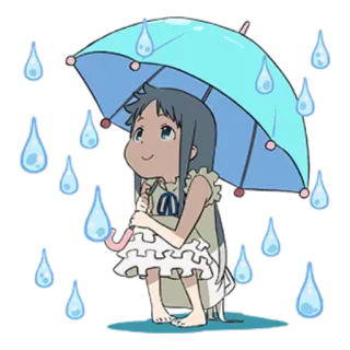 ☔️ อนิเมะ, ผู้หญิง, ร่ม, ฝน, การ์ตูน whatsapp sticker
