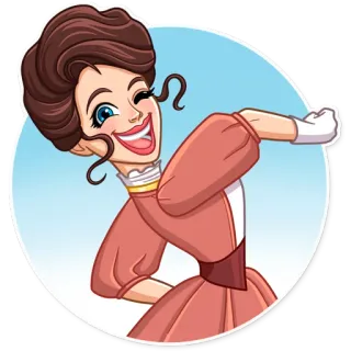 😃 wanita, kartun, ilustrasi, tersenyum, karakter, mengedipkan mata telegram sticker