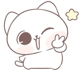 ⭐ 猫, 可爱, 卡哇伊, 卡通, 眨眼 whatsapp sticker