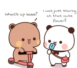 ❤️ What's up babe? I was just staring at that cute flower!! ours, mignon, amour, parlant, panda, dessins animés telegram sticker
