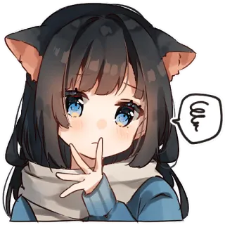 🤫 アニメ, 女の子, 可愛い, 猫耳, ステッカー, 漫画 telegram sticker
