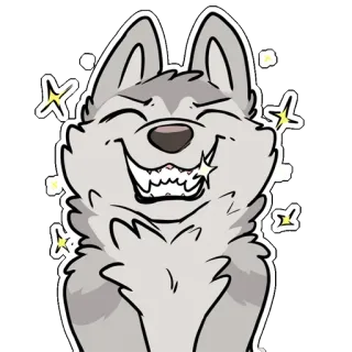 😃 wolf, hond, schattig, blij, glinsterend, lachend, dier telegram sticker