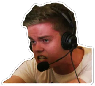 😡 hombre, auriculares, jugador, enojado, cara, persona, ordenador, comunicación telegram sticker