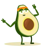 ✌ avocado, cartoon, dancing, fruit, fitness, exercise whatsapp sticker