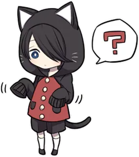 ❔ 고양이, 애니메이션, 카와이, 귀여운, 물음표, 만화 telegram sticker