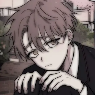 🙁 Anime, Manga, Triste, Chico, Personaje, Ilustración telegram sticker